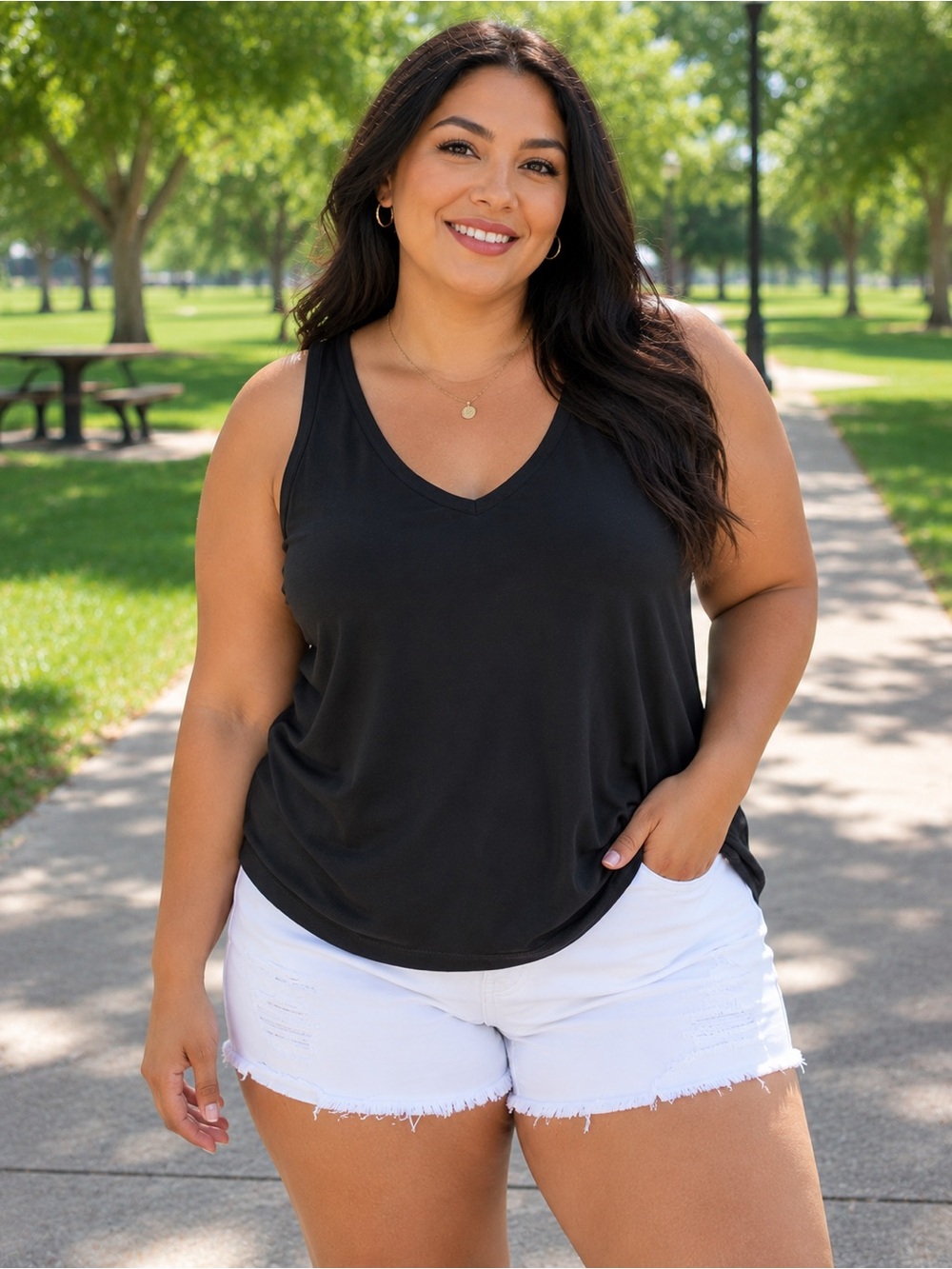 Old Navy Luxe Black Scoop Neck Tank Top – Size Large